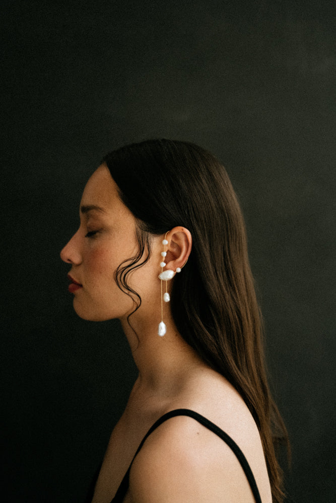 boucles d'oreilles minimaliste perles de culture