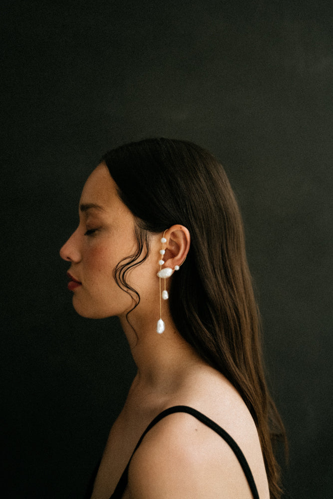 boucles d'oreilles minimaliste perles de culture